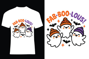 Cute Halloween T-Shirt with Pumpkins, Ghosts and Pumpkin Spice Design