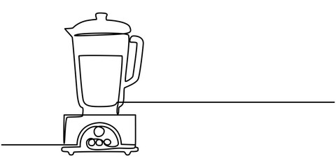 Continuous line drawing of electric blender. Single line illustration of blender home appliance. Kitchen tool concept. Editable outline. 