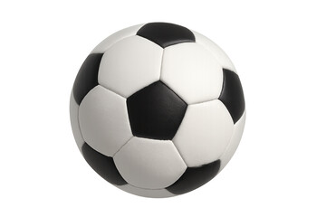 Fototapeta premium Soccer ball detail, black and white classic football, ready for playing game competition, transparent background