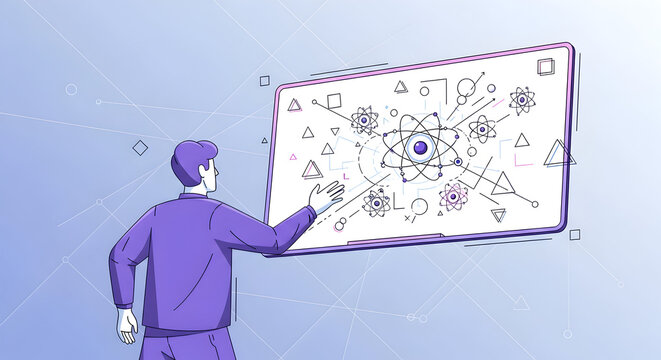 Innovative Brainstorming Session with Complex Diagram on Smart Whiteboard and Presenter