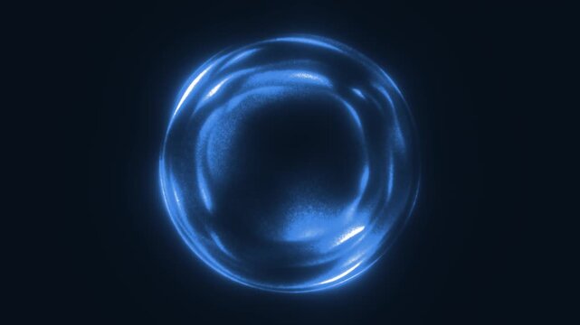 Futuristic glowing blue sphere with radiant particle energy, abstract cosmic orb floating in darkness - Powered by Adobe