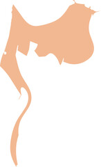 A minimalist abstract silhouette artwork portrays a flowing human form in warm peach tones, symbolizing grace, movement, and emotional fluidity through elegant organic lines