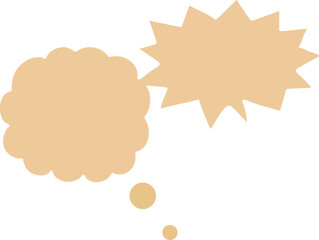 A minimalist beige comic-style speech and thought bubble pair with rounded and spiky shapes, perfect for retro pop art designs, dialogues, and creative layouts.