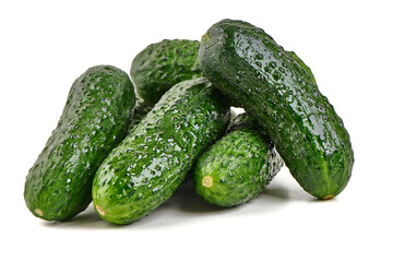 Fresh Cucumbers Pile, isolated on white background
