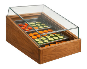 An eco-friendly solar dehydrator with a glass lid, ideal for sunny outdoor spaces.