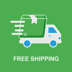 Free Shipping Icon – Delivery Truck Label Illustration