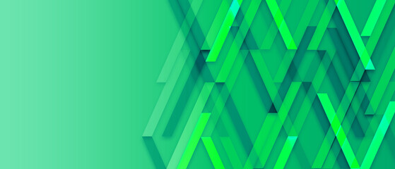 Modern abstract green gradient geometric shapes background with dark green lines element
