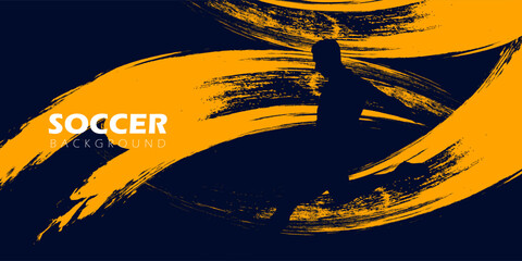 Football league banner design with soccer ball. Soccer or football player hitting ball. Soccer Banner Template design Vector. © Musdalifah