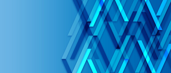 Modern abstract blue gradient geometric shapes background with dark blue lines element