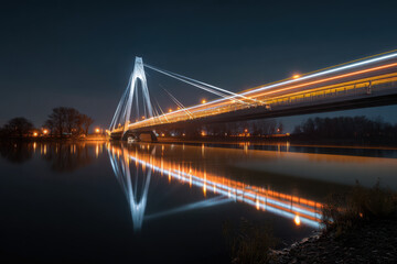 Fototapeta premium urban bridge light reflections with long exposure