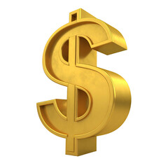 Obraz premium A gold, three-dimensional dollar sign, isolated against a black background, angled slightly
