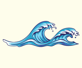long Water Wave sea beach illustration design