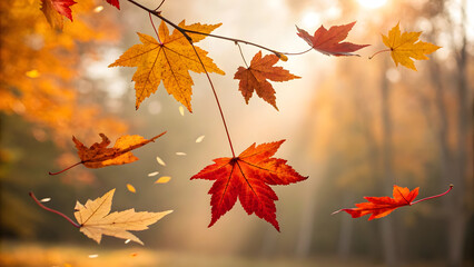  floating autumn leaves suspended mid air