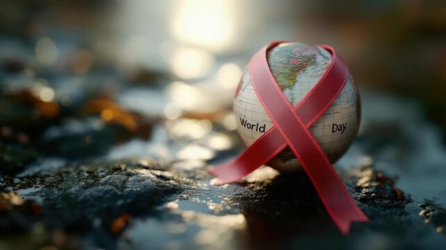 World AIDS Day vision: red ribbon, health awareness, global support, human struggle, virus battle, unity gesture, life symbol, medical cause, public memory, prevention focus, solidarity message