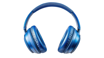 Blue headphone isolated on transparent background