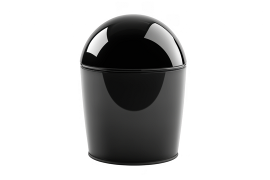 Sleek black dome bin isolated on a transparent background