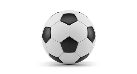 Fototapeta premium Iconic black and white soccer ball, a universal symbol of team sports, athletic achievement, and competitive play, expertly isolated on a pure white backdrop, ready for action