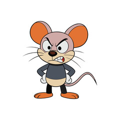 Mouse Angry Cartoon Vector Illustration