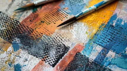 Naklejka premium Vibrant abstract art creation with rich textures and dynamic brushstrokes captured in close-up detail for artistic inspiration