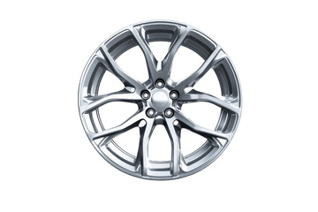 Polished metal car wheel isolated on a transparent background