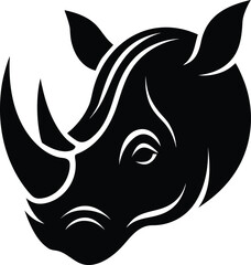 Black rhino head vector illustration symbol or tattoo design for a wild animal logo or tribal art sketch