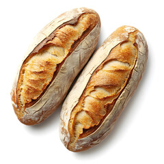 Delicious Freshly Baked Artisan Bread Loaves on White Background