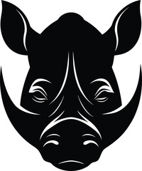 Obraz premium Wild animal black rhino head illustration vector drawing silhouette for a tattoo symbol or icon