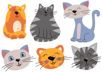 Set of illustrations for postcards, flyers, banners