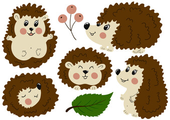 Set of illustrations for postcards, flyers, banners