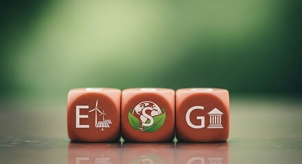 Ecofriendly concept with esg blocks on green background