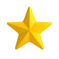 A bright, golden, five-pointed star with a glossy finish, isolated on a black background