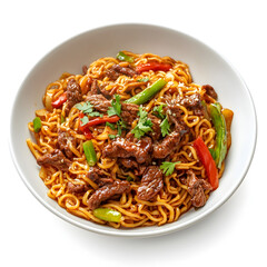 Delicious Beef Stir-fry on White Background for Culinary Designs