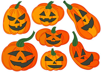 Set of illustrations for postcards, flyers, banners