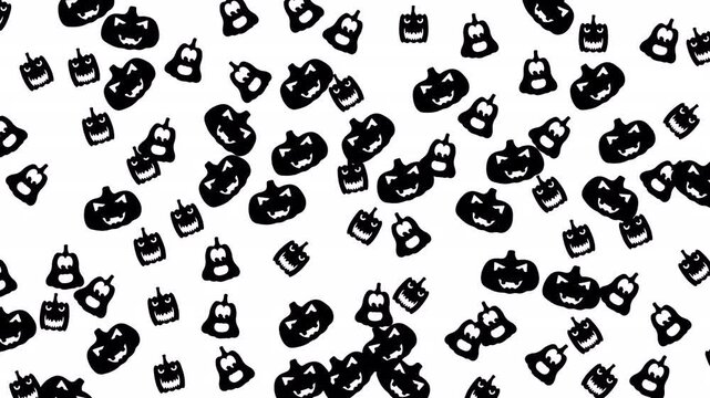 A seamless pattern of pumpkin doodles dances through the visual field designed for animated holiday textures, cozy fall wallpapers, seasonal branding loops and decorative digital art