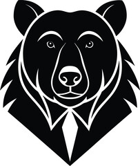 Black silhouette animal vector illustration of a grizzly bear head, panda head, and wolf head for a wild tattoo, mascot, or icon