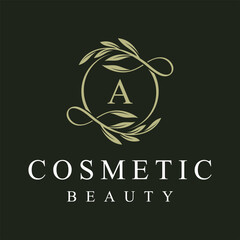 Initial letter A cosmetics, beauty fashion, wedding, jewelry, boutique, floral and botanical logo design graphics concept