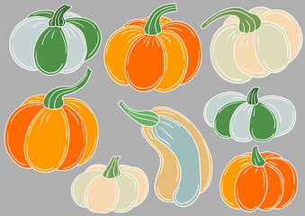 Set of illustrations for postcards, flyers, banners