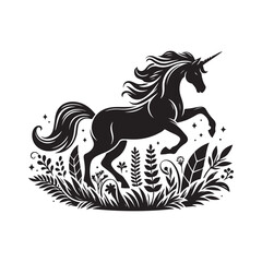 Unicorn silhouette vector set