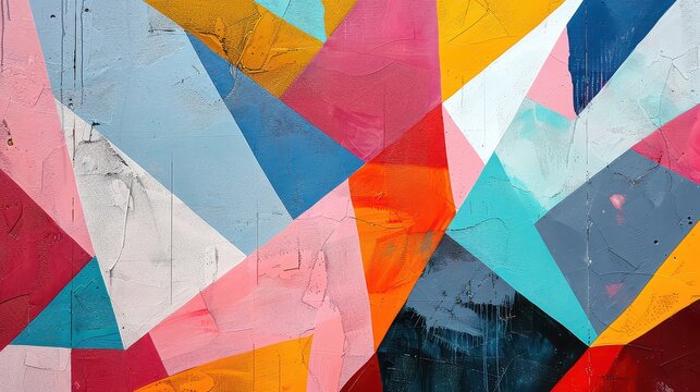 Vibrant abstract geometric art explodes with bold colors and dynamic textures, perfect for modern design projects and creative backgrounds. - Powered by Adobe