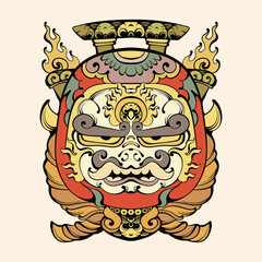 Daruma mask ornament vector art