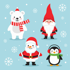 santa claus and snowman