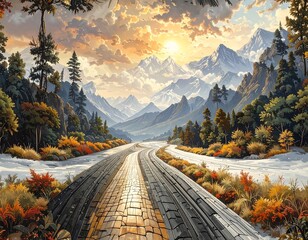 Mountain Road Sunset