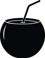 coconut drink symbol, beach party icon