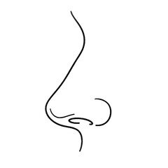 Obraz premium Hand drawn minimalist vector icon of a nose with scent waves