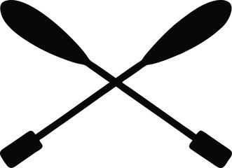 crossed canoe paddle silhouette vector, kayaking accessory illustration