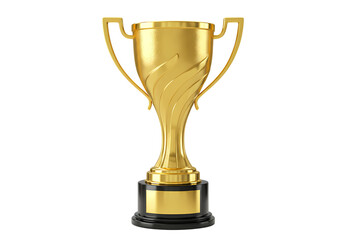 Golden Trophy Cup on Black Background - Symbol of Victory, Success, Achievement, and Award for First Place Competition Win isolated on transparent background