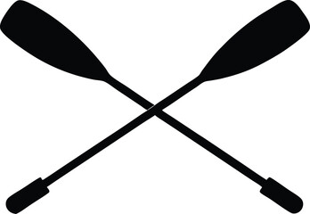 crossed canoe paddle icon, water sport symbol
