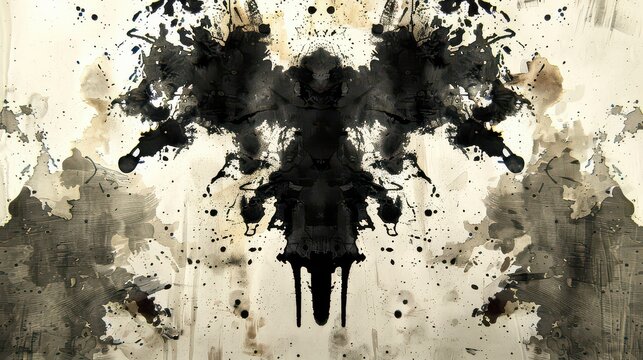 Abstract Rorschach inkblot psychological test revealing complex subconscious thoughts and hidden emotions