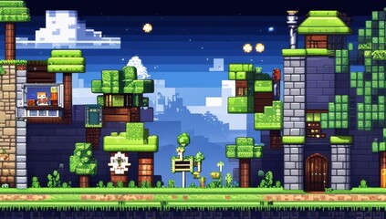 Illustration pixel art for game genre adventure rpg