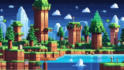 Illustration pixel art for game genre adventure rpg